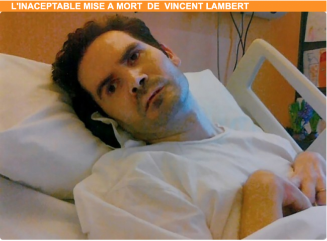 En 2008, Vincent Lambert est victime d'un accident de voiture à la suite duquel il entre en état végétatif, mais depuis, il respire seul, déglutit, s'endort le soir et se réveille le matin. En 2008, Vincent Lambert est victime d'un accident de voiture à la suite duquel il entre en état végétatif, mais depuis, il respire seul, déglutit, s'endort le soir et se réveille le matin.